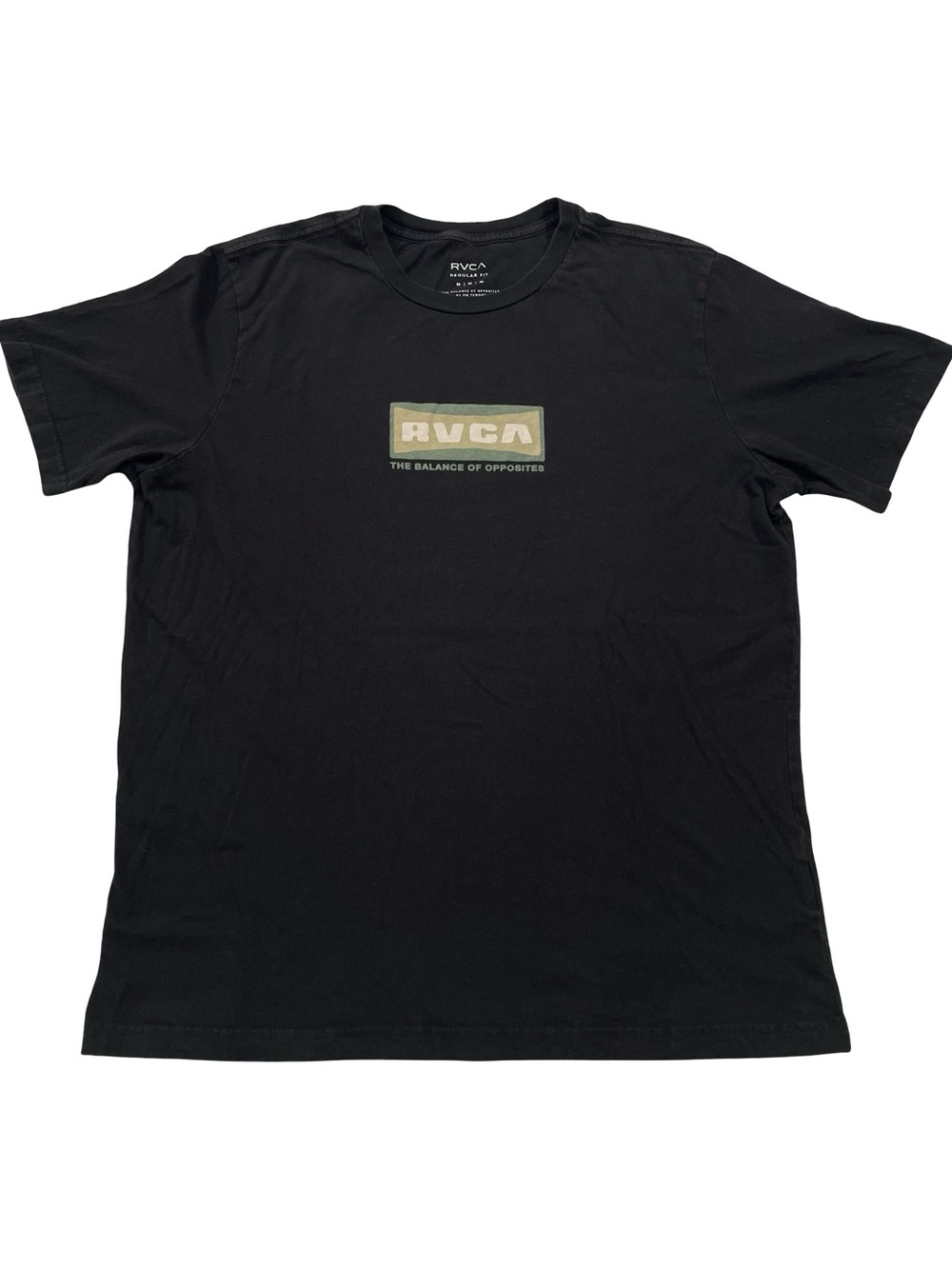 RVCA The Balance of Opposites Chest Graphic Size M Black Tee (Retail $35)